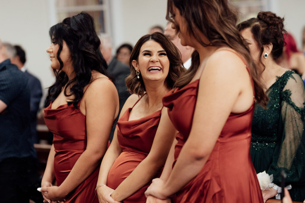 Bridesmaids reaction during the ceremony